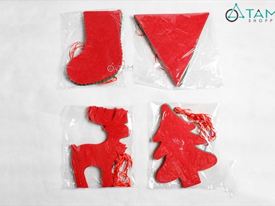 Dây banner Noel nỉ 8 phụ kiện xanh đỏ [Dài 160cm - Nhiều kiểu] BANER-NOEL-04