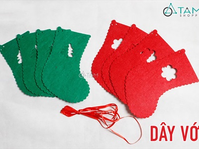 Dây banner Noel nỉ 8 phụ kiện xanh đỏ [Dài 160cm - Nhiều kiểu] BANER-NOEL-04