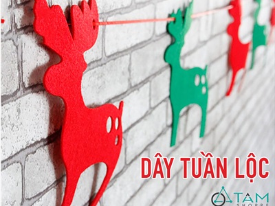 Dây banner Noel nỉ 8 phụ kiện xanh đỏ [Dài 160cm - Nhiều kiểu] BANER-NOEL-04