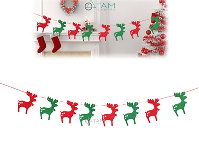 Dây banner Noel nỉ 8 phụ kiện xanh đỏ [Dài 160cm - Nhiều kiểu] BANER-NOEL-04