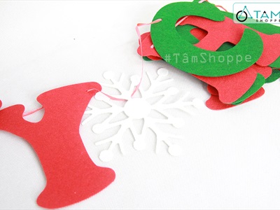 Dây banner chữ Merry Christmas vải nỉ Đỏ - Xanh lá 2m BANER-NOEL-01