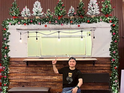 Dây lá thông bản lớn xanh trơn đầu tròn dài 270cm [Nhiều lá - Rộng 25cm] DAYLA-03