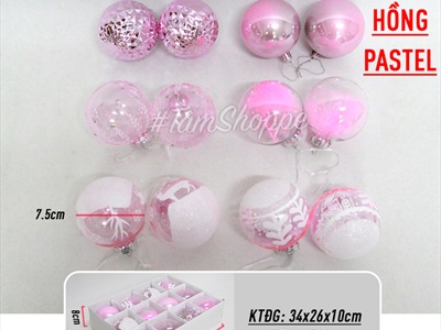 Hộp 12 trái châu Noel thạch Jelly 6 kiểu ĐK8cm TRAICHAU-23