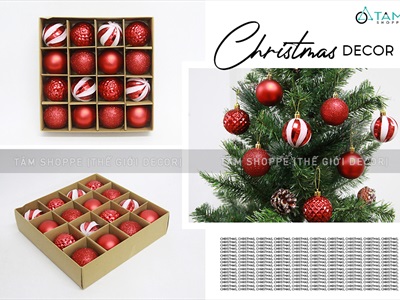Hộp 16 trái châu Noel 4 kiểu ngẫu nhiên ĐK6cm TRAICHAU-24