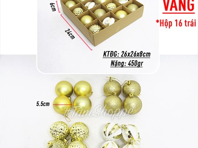Hộp 16 trái châu Noel 4 kiểu ngẫu nhiên ĐK6cm TRAICHAU-24
