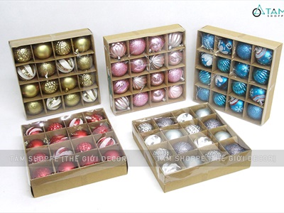 Hộp 16 trái châu Noel 4 kiểu ngẫu nhiên ĐK6cm TRAICHAU-24