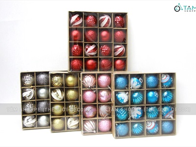 Hộp 16 trái châu Noel 4 kiểu ngẫu nhiên ĐK6cm TRAICHAU-24