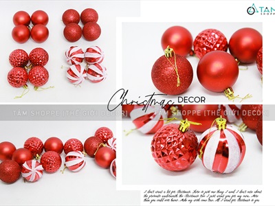 Hộp 16 trái châu Noel 4 kiểu ngẫu nhiên ĐK6cm TRAICHAU-24