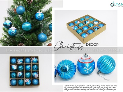 Hộp 16 trái châu Noel 4 kiểu ngẫu nhiên ĐK6cm TRAICHAU-24