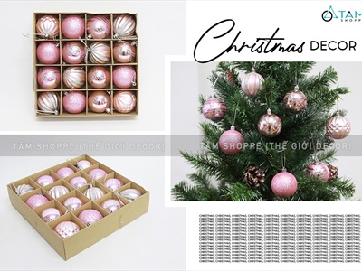Hộp 16 trái châu Noel 4 kiểu ngẫu nhiên ĐK6cm TRAICHAU-24