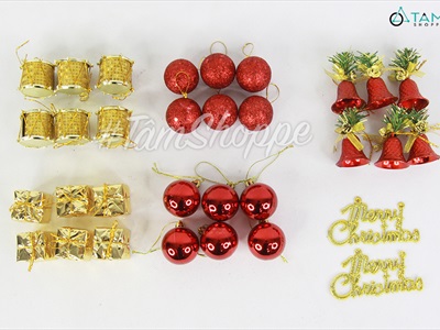Hộp 32 phụ kiện treo Noel 6 kiểu hộp nơ X-HPK-11