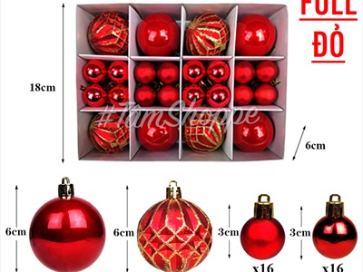 Hộp 40 trái châu Noel 3 kiểu ĐK3-6cm TRAICHAU--27