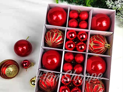 Hộp 40 trái châu Noel 3 kiểu ĐK3-6cm TRAICHAU--27