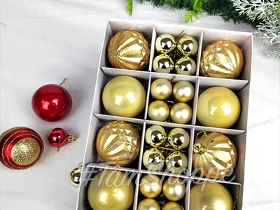 Hộp 40 trái châu Noel 3 kiểu ĐK3-6cm TRAICHAU--27