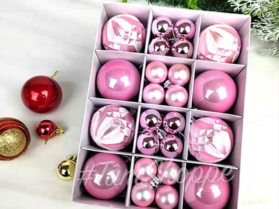 Hộp 40 trái châu Noel 3 kiểu ĐK3-6cm TRAICHAU--27