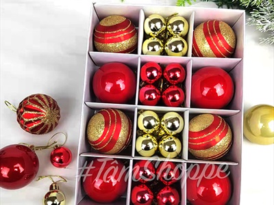 Hộp 40 trái châu Noel 3 kiểu ĐK3-6cm TRAICHAU--27