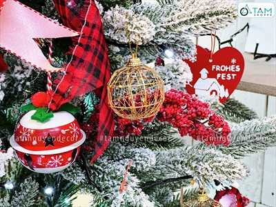 Hộp 06 trái châu Noel lưới kẽm vàng gold [2 cỡ - lấp lánh] TRAICHAU-29