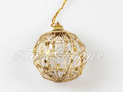 Hộp 06 trái châu Noel lưới kẽm vàng gold [2 cỡ - lấp lánh] TRAICHAU-29