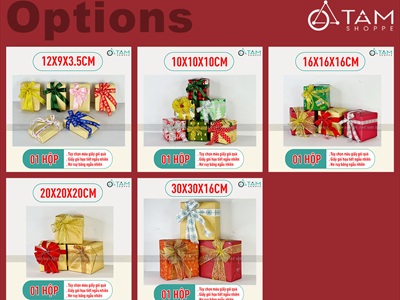 Hộp quà trang trí Noel nơ ruy băng vải xịn [Làm sẵn - Nhiều cỡ/màu] HOPQUA-01