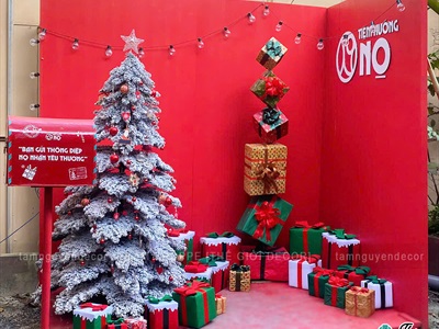 Hộp quà trang trí Noel vải nỉ tuyết tan chảy [Làm sẵn - Nhiều cỡ/màu] HOPQUA-02