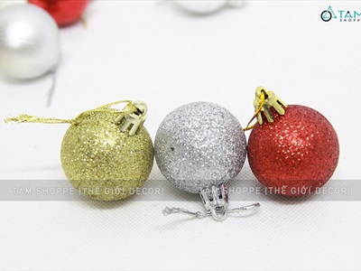 Hộp trụ 24 trái châu Noel 3 kiểu cùng cỡ ĐK từ 3-8cm TRAICHAU-26
