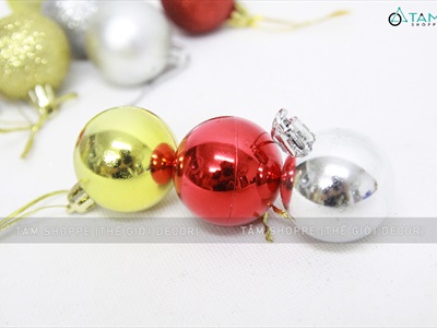 Hộp trụ 24 trái châu Noel 3 kiểu cùng cỡ ĐK từ 3-8cm TRAICHAU-26