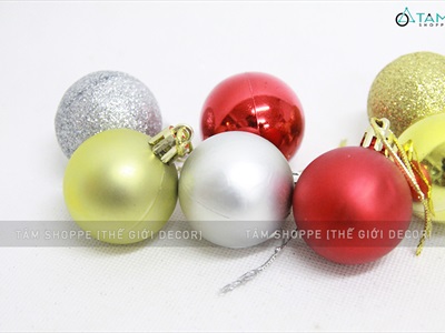 Hộp trụ 24 trái châu Noel 3 kiểu cùng cỡ ĐK từ 3-8cm TRAICHAU-26