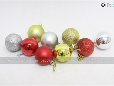 Hộp trụ 24 trái châu Noel 3 kiểu cùng cỡ ĐK từ 3-8cm TRAICHAU-26