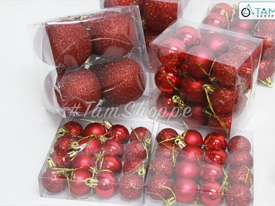 Hộp vali 100 trái châu Noel 4 kiểu nhiều cỡ Đk3-4-6cm TRAICHAU-20