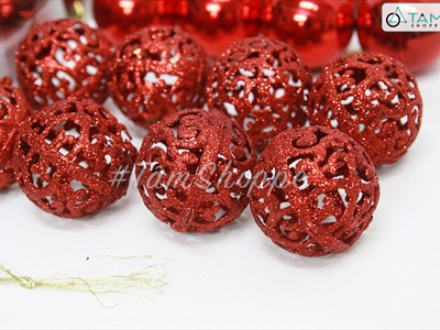 Hộp vali 100 trái châu Noel 4 kiểu nhiều cỡ Đk3-4-6cm TRAICHAU-20
