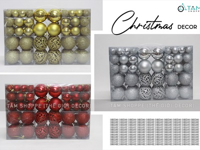 Hộp vali 100 trái châu Noel 4 kiểu nhiều cỡ Đk3-4-6cm TRAICHAU-20