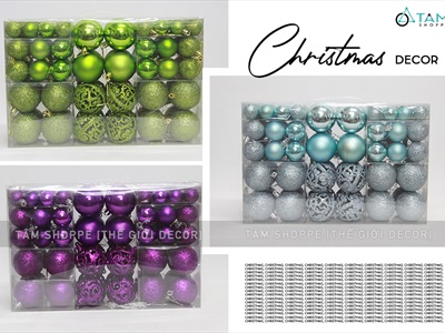 Hộp vali 100 trái châu Noel 4 kiểu nhiều cỡ Đk3-4-6cm TRAICHAU-20