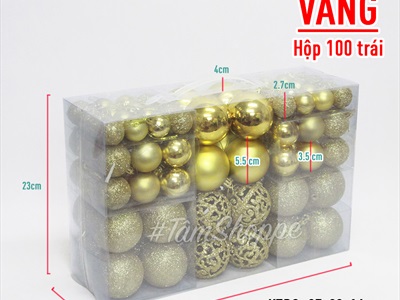 Hộp vali 100 trái châu Noel 4 kiểu nhiều cỡ Đk3-4-6cm TRAICHAU-20