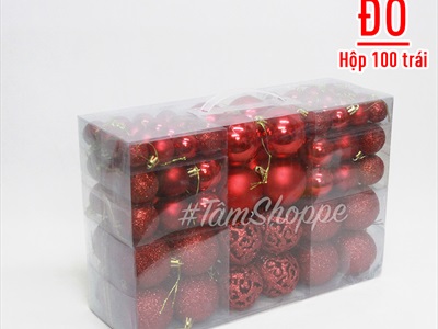 Hộp vali 100 trái châu Noel 4 kiểu nhiều cỡ Đk3-4-6cm TRAICHAU-20