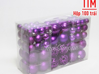 Hộp vali 100 trái châu Noel 4 kiểu nhiều cỡ Đk3-4-6cm TRAICHAU-20