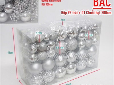 Hộp vali 100 trái châu Noel 4 kiểu nhiều cỡ Đk3-4-6cm TRAICHAU-20