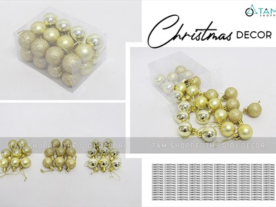 Hộp vuông 24 trái châu Noel 3 kiểu ĐK3cm TRAICHAU-25