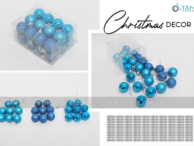 Hộp vuông 24 trái châu Noel 3 kiểu ĐK3cm TRAICHAU-25