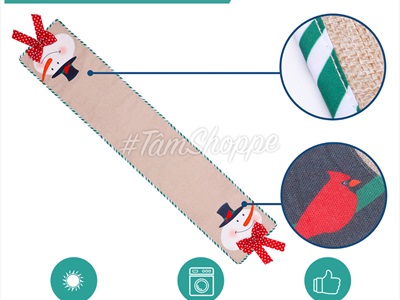 Khăn trải bàn ăn vải bố mỏng trơn ông già người tuyết D180cm KTBA-X-05