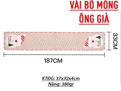 Khăn trải bàn ăn vải bố mỏng trơn ông già người tuyết D180cm KTBA-X-05