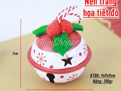 Lục lạc treo trang trí Giáng sinh tông đỏ trắng ĐK6.5cm PKT-X-03