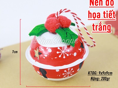 Lục lạc treo trang trí Giáng sinh tông đỏ trắng ĐK6.5cm PKT-X-03
