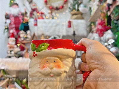 Ly gốm giáng sinh icon dễ thương 4 kiểu [Gốm dày - men bóng] LYTACH-03