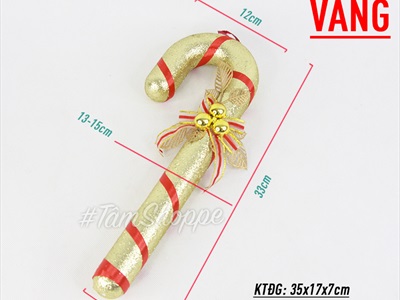 Mô hình kẹo gậy Giáng sinh cỡ lớn kim tuyến dài 33cm KEONGOT-01