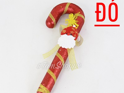 Mô hình kẹo gậy Giáng sinh cỡ lớn kim tuyến dài 33cm KEONGOT-01