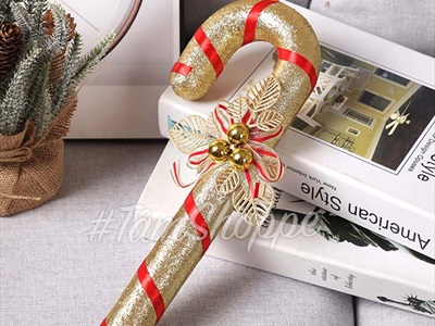 Mô hình kẹo gậy Giáng sinh cỡ lớn kim tuyến dài 33cm KEONGOT-01