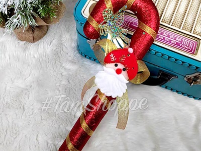 Mô hình kẹo gậy Giáng sinh cỡ lớn kim tuyến dài 33cm KEONGOT-01