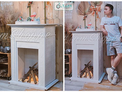 Mô hình lò sưởi trang trí cỡ lớn D70cm [Tặng củi + Dây đèn] LOSUOI-01
