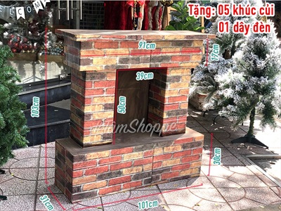 Mô hình lò sưởi trang trí cỡ lớn D90cm [Tặng củi + Dây đèn] LOSUOI-03