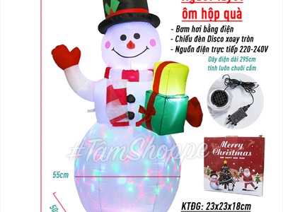 Mô hình người tuyết bơm hơi tự động cao 150cm có đèn Led BOMHOI-X-01